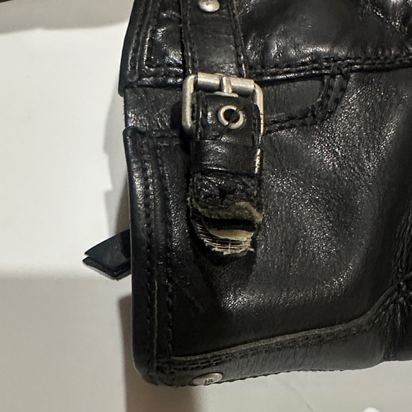 UGG Black Leather Fabrizia biker ankle booties side zipper 2 side belt buckles - Picture 8 of 16